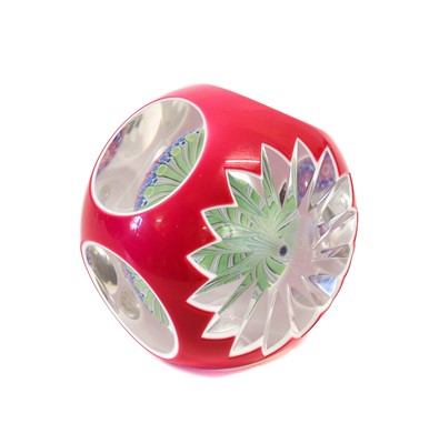 Lot 32 - A Baccarat Double Overlay Mushroom Paperweight,...