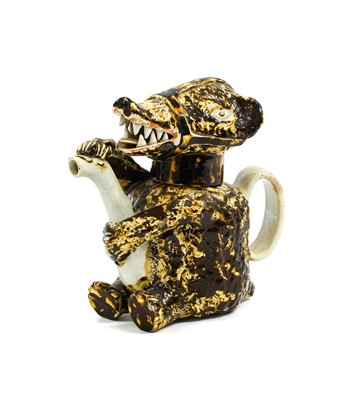 Lot 66 - A Pearlware Bear Jug and Cover, circa 1800,...