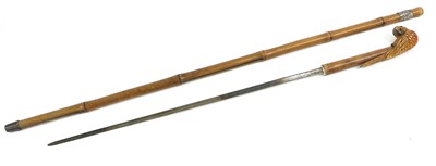 Lot 156 - An Early 20th Century Bamboo Sword Cane, with...