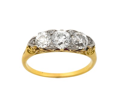 Lot 2299 - A Victorian Diamond Three Stone Ring the old...