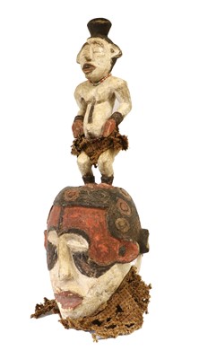 Lot 187 - A Suku Helmet Mask, DRC, carved in soft wood...