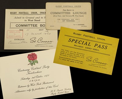 Lot 4020 - Rugby Football Union Three Passes