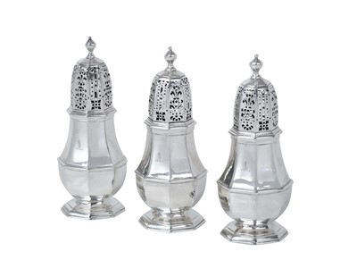 Lot 2001 - A Set of Three George I Silver Casters