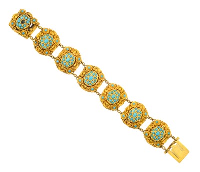 Lot 2305 - A Turquoise Bracelet comprising of seven chain...