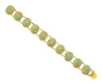 Lot 2295 - A Turquoise Bracelet comprising of ten chain...