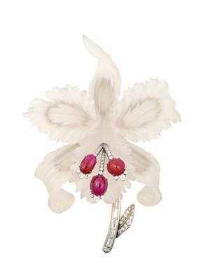 Lot 2264 - An Austrian Rock Crystal, Ruby and Diamond...