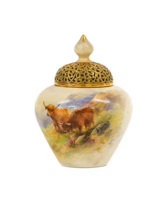 Lot 83 - A Royal Worcester Porcelain Pot Pourri Vase...