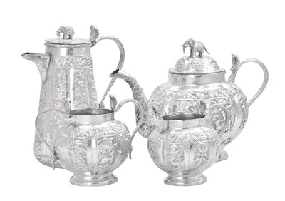 Lot 2050 - A Four-Piece Indian Silver Tea-Service