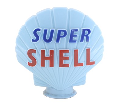 Lot 534 - A Blue Super Shell Glass Petrol Pump Globe by...