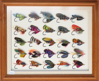 Lot 4086 - A Framed Display of 25 Gut Eyed Salmon Flies