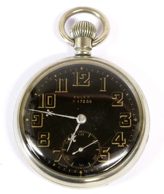 Lot 101 - A Rolex Military Top Wind Pocket Watch, the...