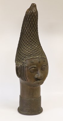 Lot 193 - A Mid-20th Century Benin Bronze Bust of Queen...