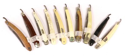 Lot 170 - A Collection of Ten Cut Throat Razors, by...