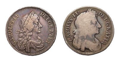 Lot 53 - 2x Charles II, Halfcrowns, comprising; 1670, V....