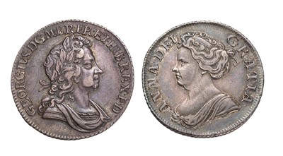 Lot 65 - 2x 18th Century Shillings, comprising; Anne,...