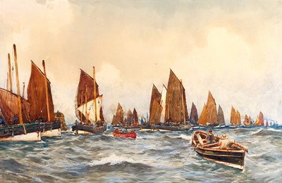 Lot 1034 - Ernest Dade (1864-1934) Scotch Herring fleet...