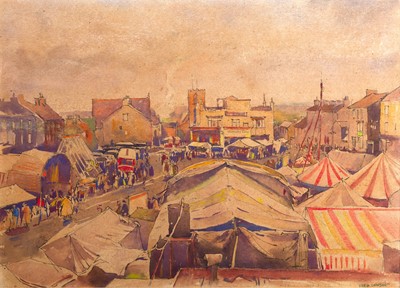 Lot 1024 - Fred Lawson (1880-1968) Leyburn market Signed,...