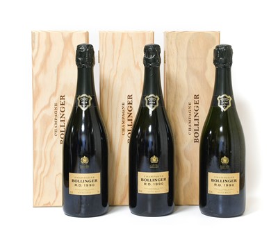 Lot 3002 - Bollinger R.D. 1990 Champagne (three bottles)