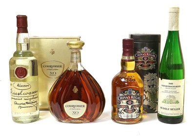 Lot 94 - Courvoisier XO Cognac (one bottle), Chivas...