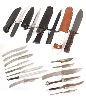 Lot 155 - Four Various Hunting Knives with Leather...