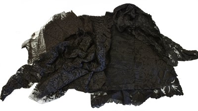 Lot 2058 - Early 20th Century Black Lace comprising two...