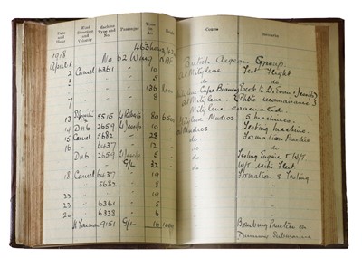 Lot 69 - WWI Pilot’s Flying Log Book. Strettell Miller...
