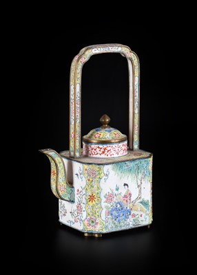 Lot 48 - ~ A Canton Enamel Wine Pot and Cover, Qing...