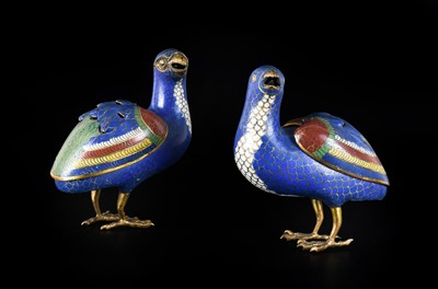 Lot 57 - ~ A Pair of Chinese Cloisonné Enamel Incense...