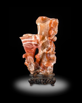 Lot 9 - ~ A Chinese Carnelian Agate Double Vase, Qing...