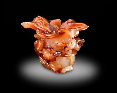 Lot 56 - ~ A Chinese Carnelian Agate Vase, Qing Dynasty,...