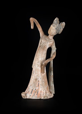 Lot 12 - ~ A Chinese Painted Earthenware Figure of a...