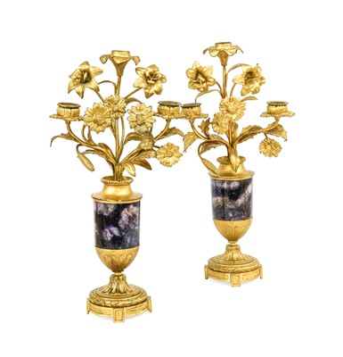 Lot 137 - A Pair of Gilt-Metal-Mounted Blue John...