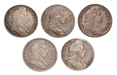 Lot 33 - 5x William III, Halfcrowns comprising: (2x)...