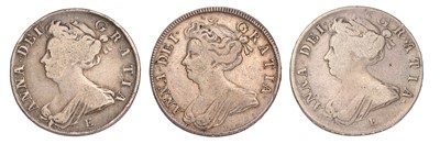 Lot 36 - 3x Anne, Halfcrowns, comprising; 1707, SEPTIMO...