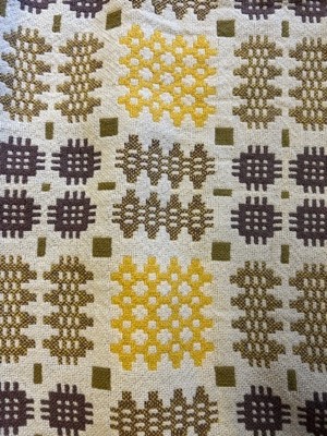 Lot 2087 - A Welsh Wool Blanket in cream, yellow and...