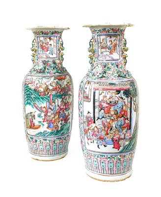Lot 45 - A Pair of Cantonese Porcelain Vases, mid 19th...