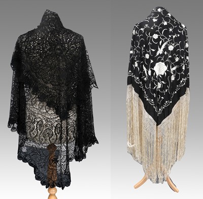 Lot 2043 - Early 20th Century Chinese Black Silk Shawl...