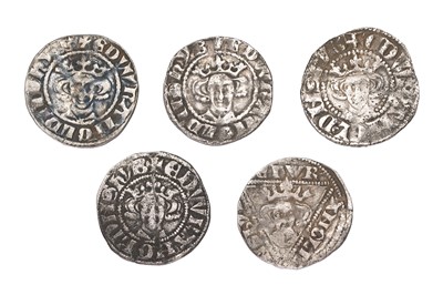 Lot 21 - 5x Edward I Hammered Long Cross Pennies,...
