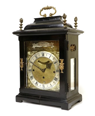 Lot 179 - An Ebonised Chiming Table Clock, signed W...