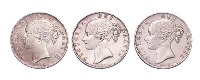 Lot 93 - 3x Victoria, Crowns 1845, Anno Regni VIII,...