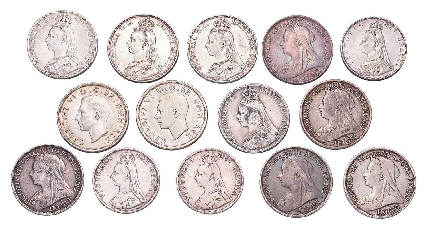 Lot 96 - Mixed British Crowns and Double Florins; 14...