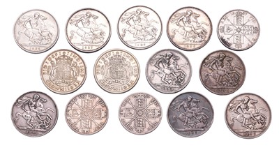 Lot 96 - Mixed British Crowns and Double Florins; 14...