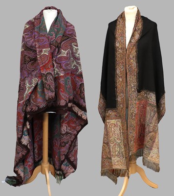 Lot 2088 - A Late 19th Century Black Embroidered Paisley...