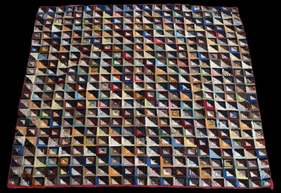 Lot 2078 - Late Victorian Silk Log Cabin Pattern...