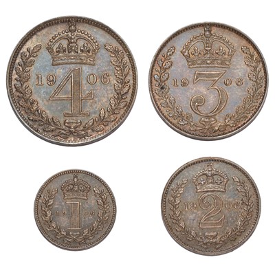 Lot 92 - Edward VII, Maundy Set 1906, comprising 4d, 3d,...