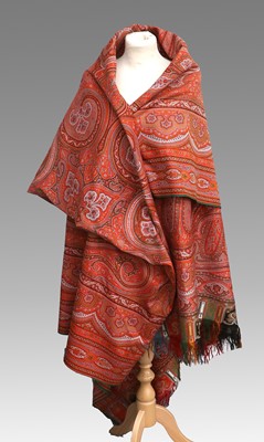 Lot 2037 - 19th Century Red Ground Kashmir Woven Paisley...
