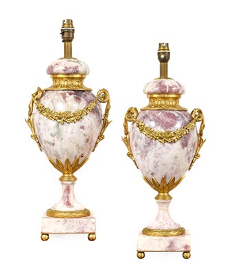 Lot 142 - A Pair of Gilt-Metal-Mounted Pink and White...