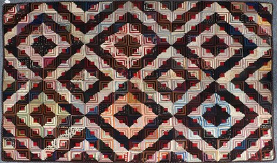 Lot 2029 - 20th Century Silk Log Cabin Pattern Patchwork...