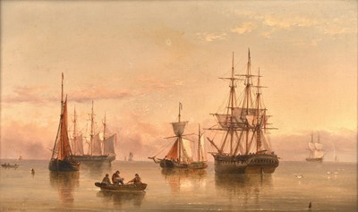 Lot 1118 - Henry Redmore (1820-1887) Shipping in a calm...