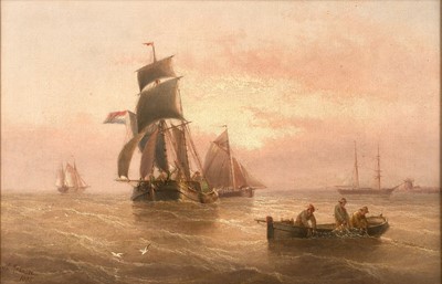 Lot 1116 - Henry Redmore (1820-1887) Fishing boat hauling...